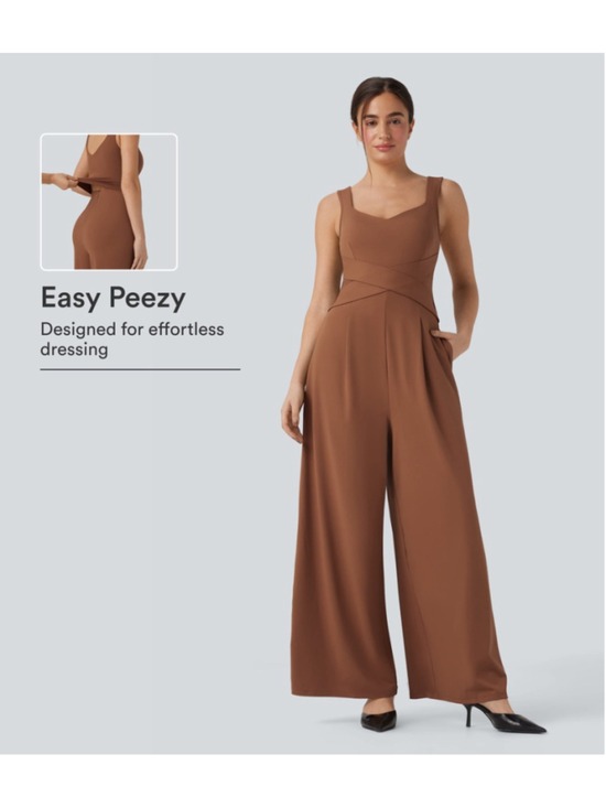 HALARA Pants - Halara U-Back Sleeveless Wide Leg Casual Jumpsuit Size L Regular Terracotta NWOT